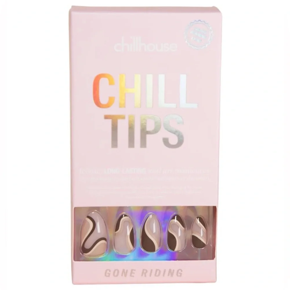 Chill Tips Gone Riding Neutral Browns Short Almond Press On Nails